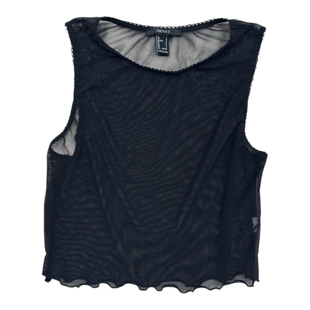 Forever 21 Black Sheer Cropped Tank - Size Large